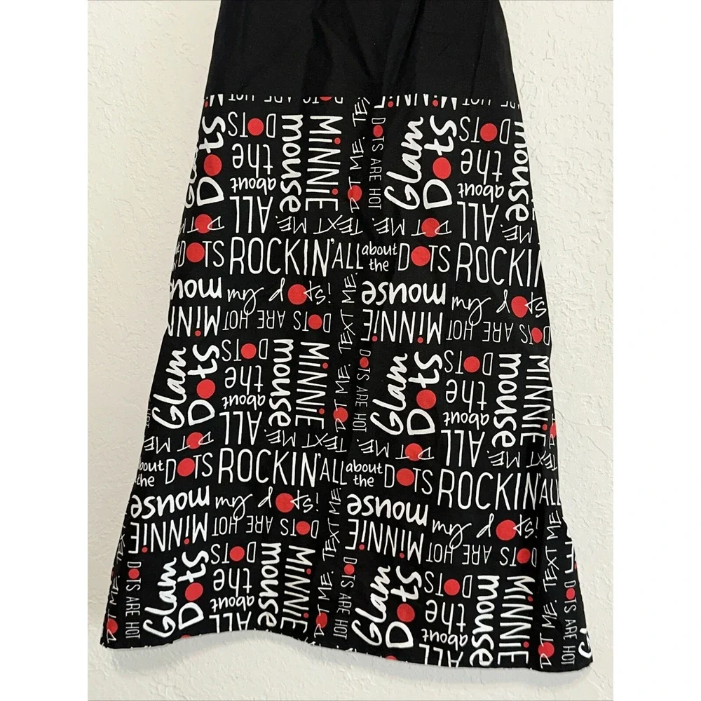 Disney Minnie Mouse Apron Rockin All The Dots Black‎ Red Graphic Kitchen New